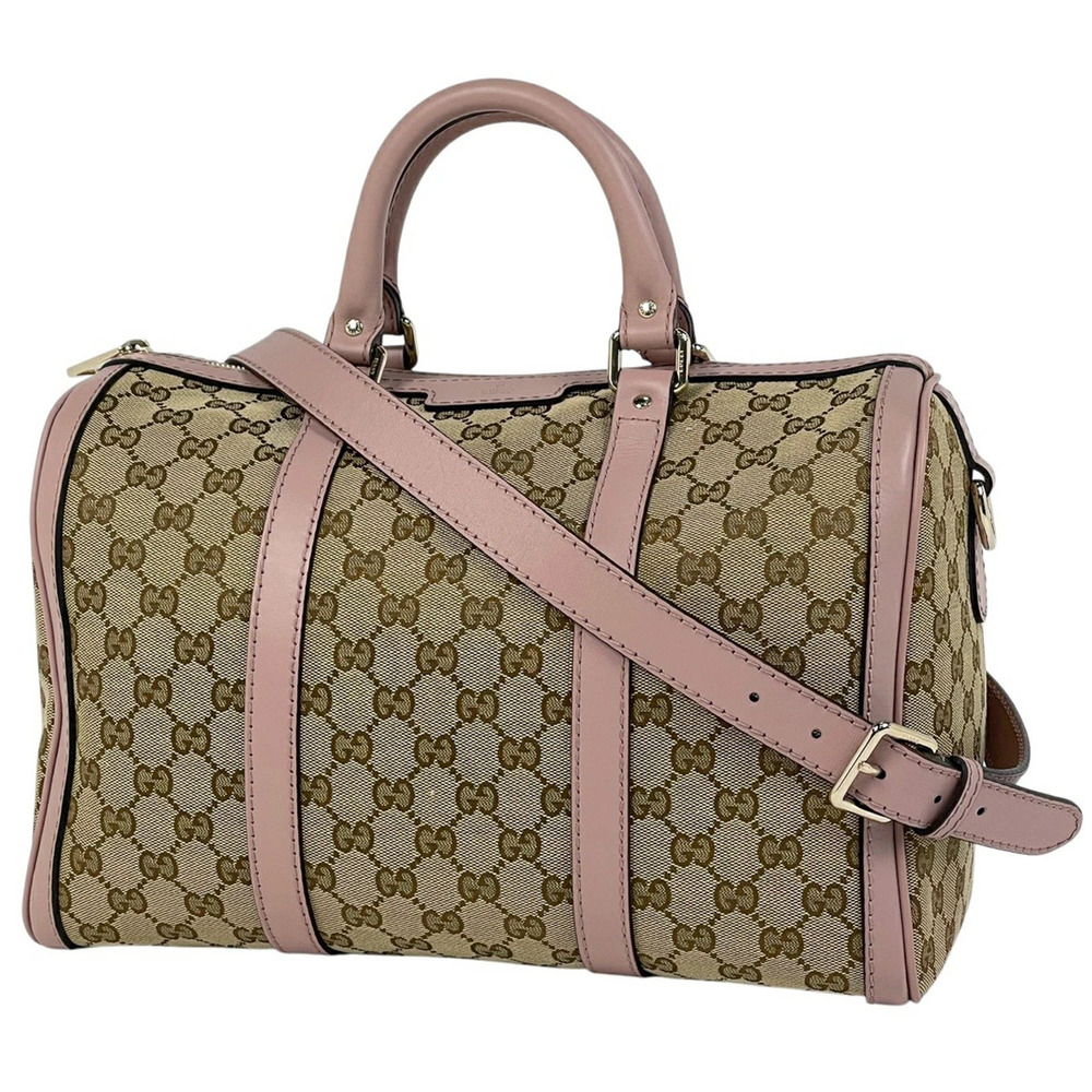 Gucci GG handbag shoulder bag Boston canvas beige pink